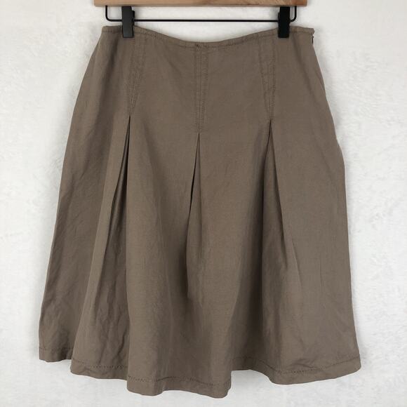 DANTENDORFER Linen Cotton Pleated Skirt Sz 6 29" Toasted Barley‎ Preppy Lined - Picture 1 of 10